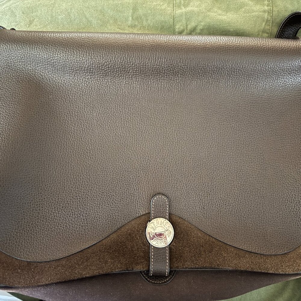 hermes colorado brown messenger briefcase laptop blokecore travel bag